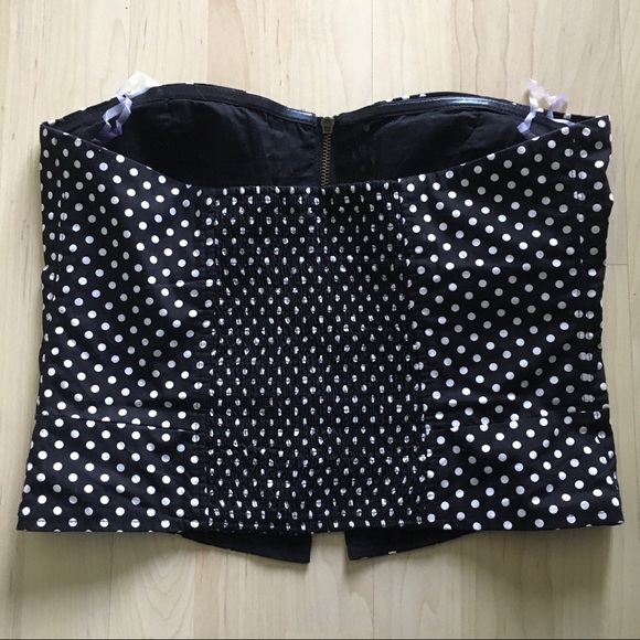 Black polka dot zipper tube top - Picture 2 of 5
